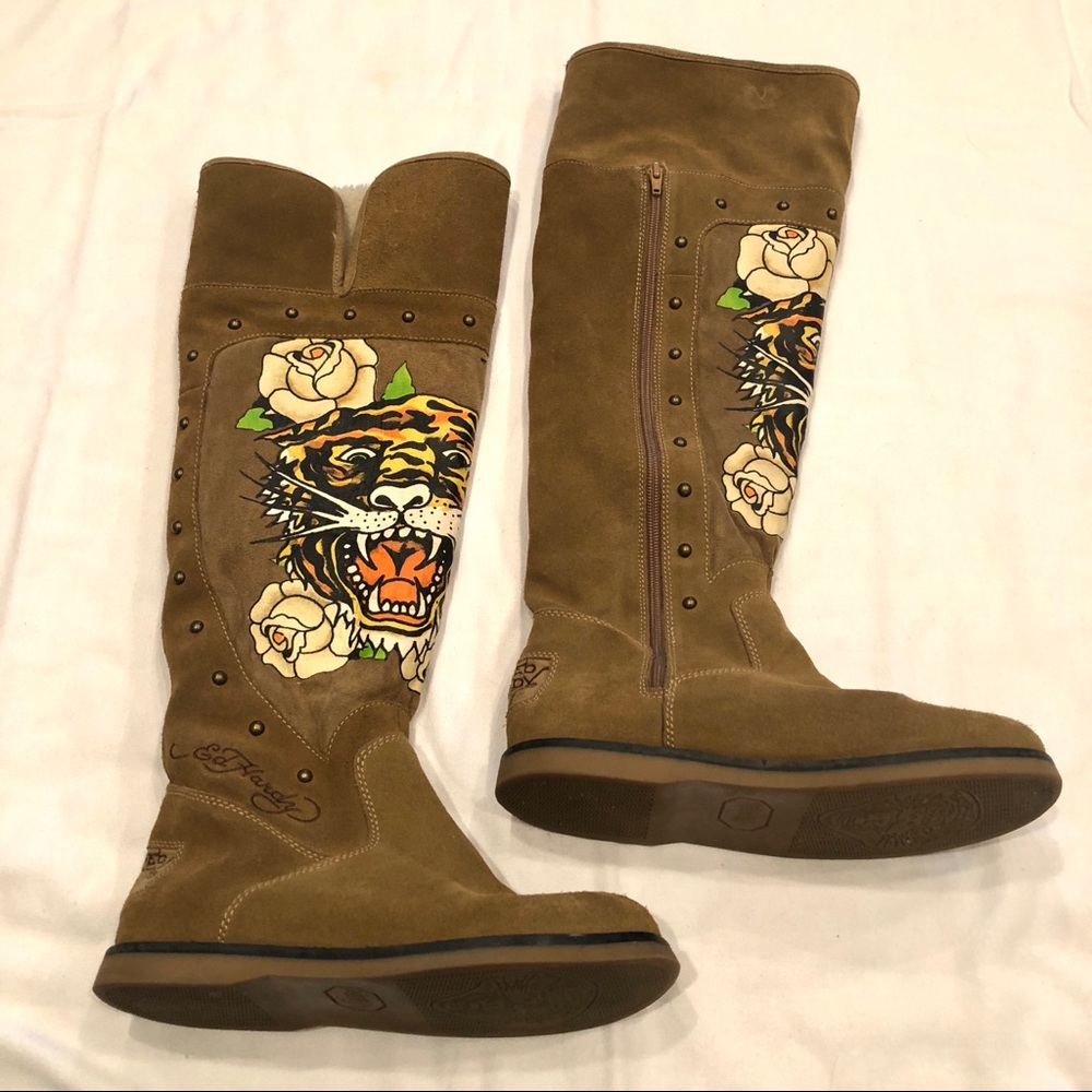 Ed Hardy Over the Knee Tiger Boots